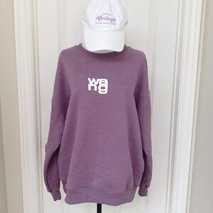 New Wang Logo Letter Purple Crew Neck dropped shoulder Relax Fit Sweatshirt